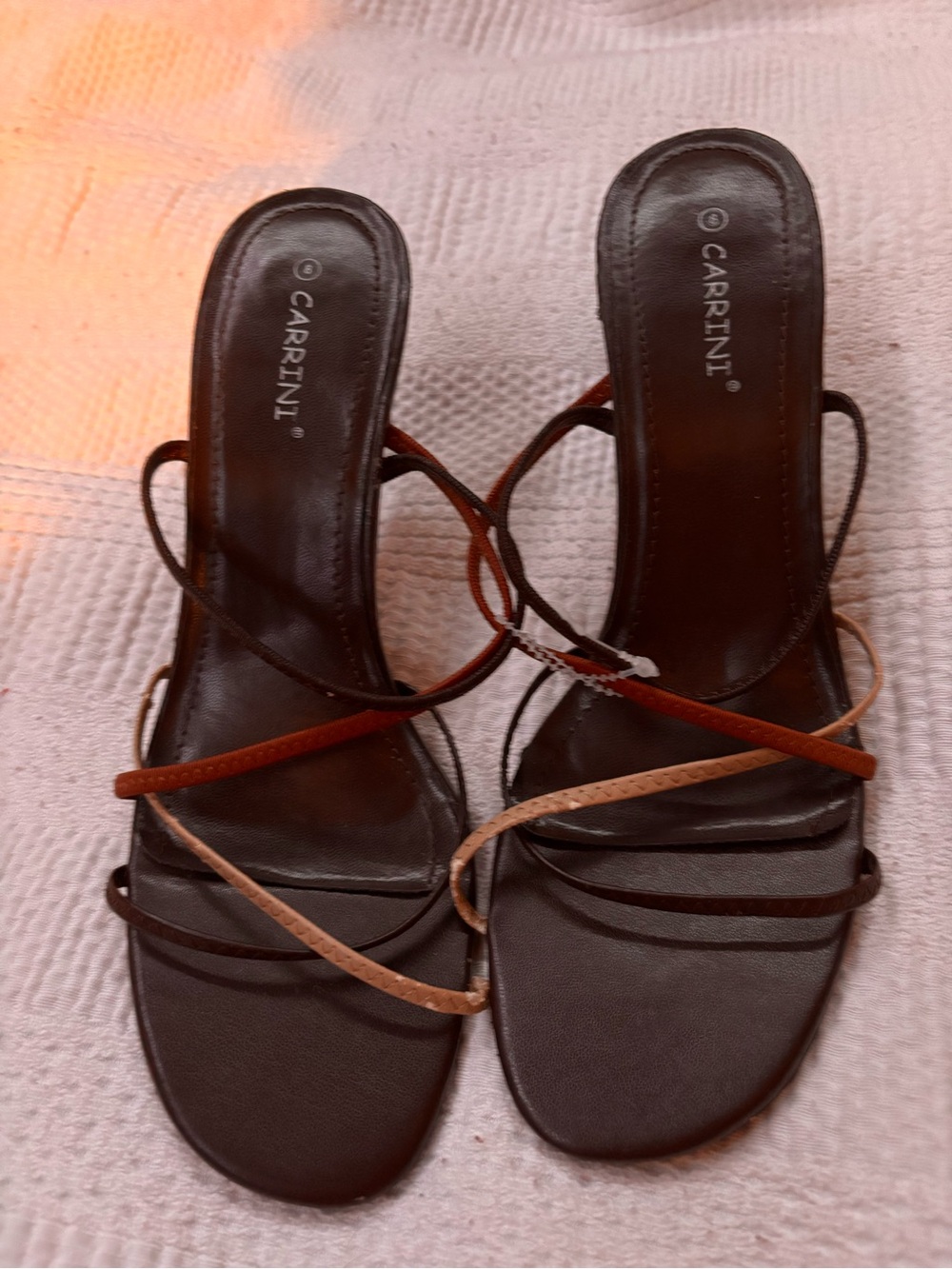 Carrini Strappy Multi-Brown Slide Heels